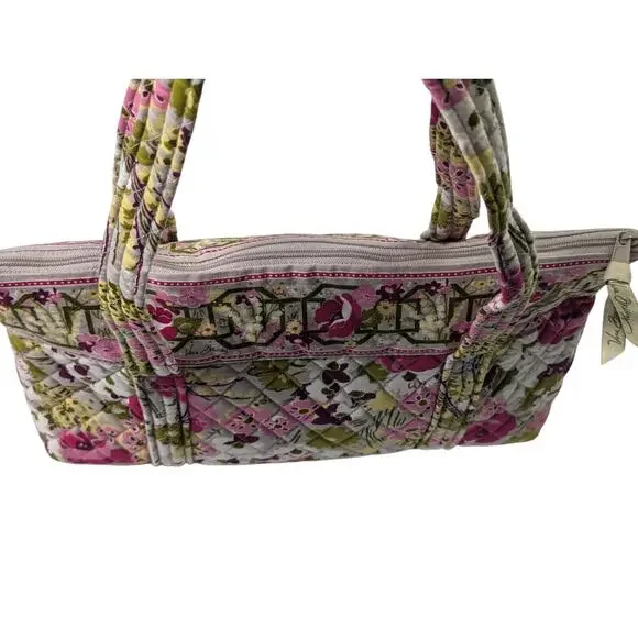 Make Me Blush Vera Bradley Shoulder Bag Floral Quilted Purse Pink Green Flowers - Picture 7 of 11